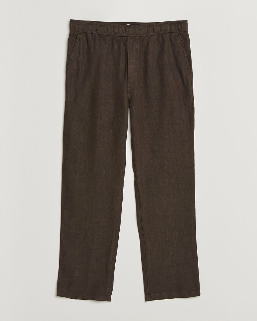 Samsøe Samsøe Jabari Linen Drawstring Trousers Turkish Coffee – Marrón
