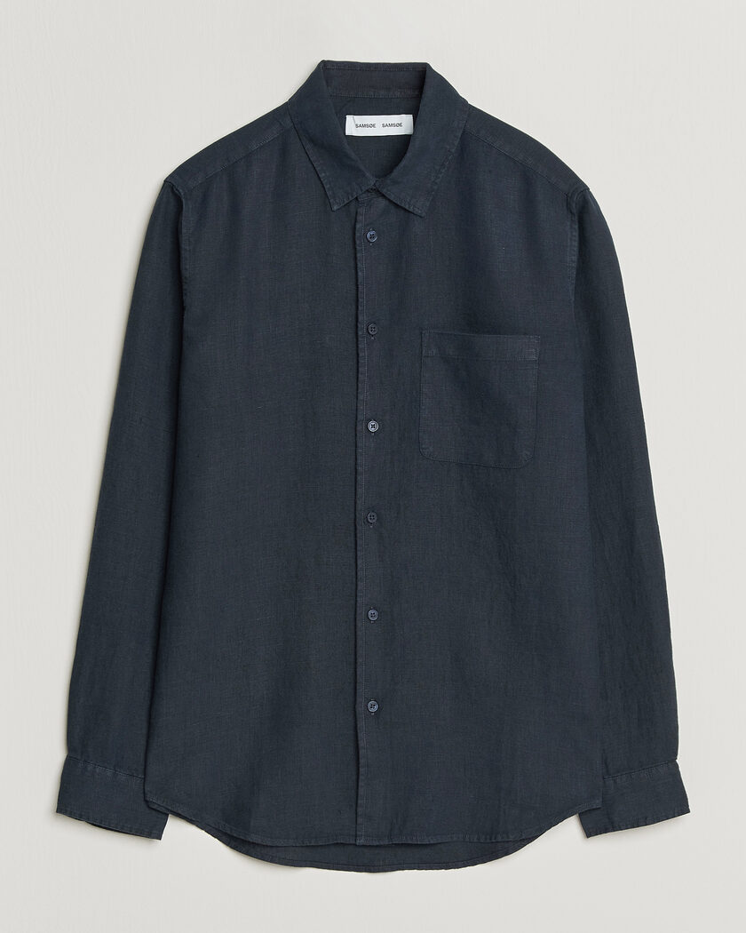Samsøe Samsøe Liam Linen Shirt Salute Navy – Azul
