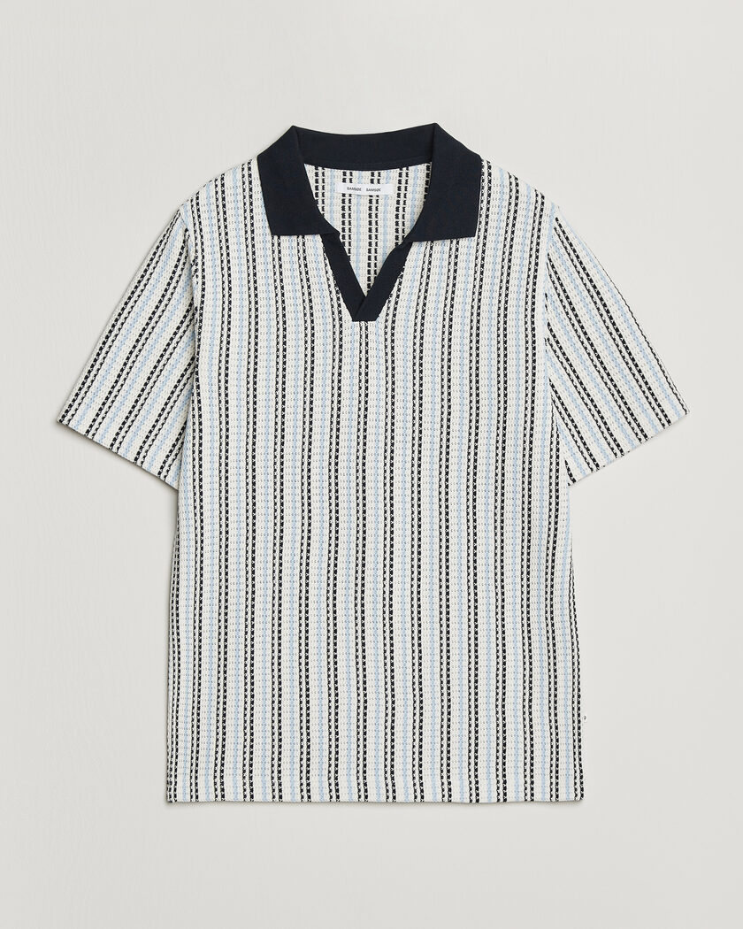 Samsøe Samsøe Mac Striped Knitted Polo Blue/White – Azul