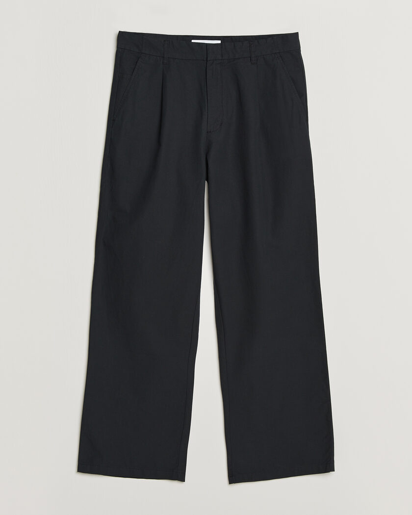 Samsøe Samsøe Valentin Cotton/Linen Pleated Trousers Black – Negro