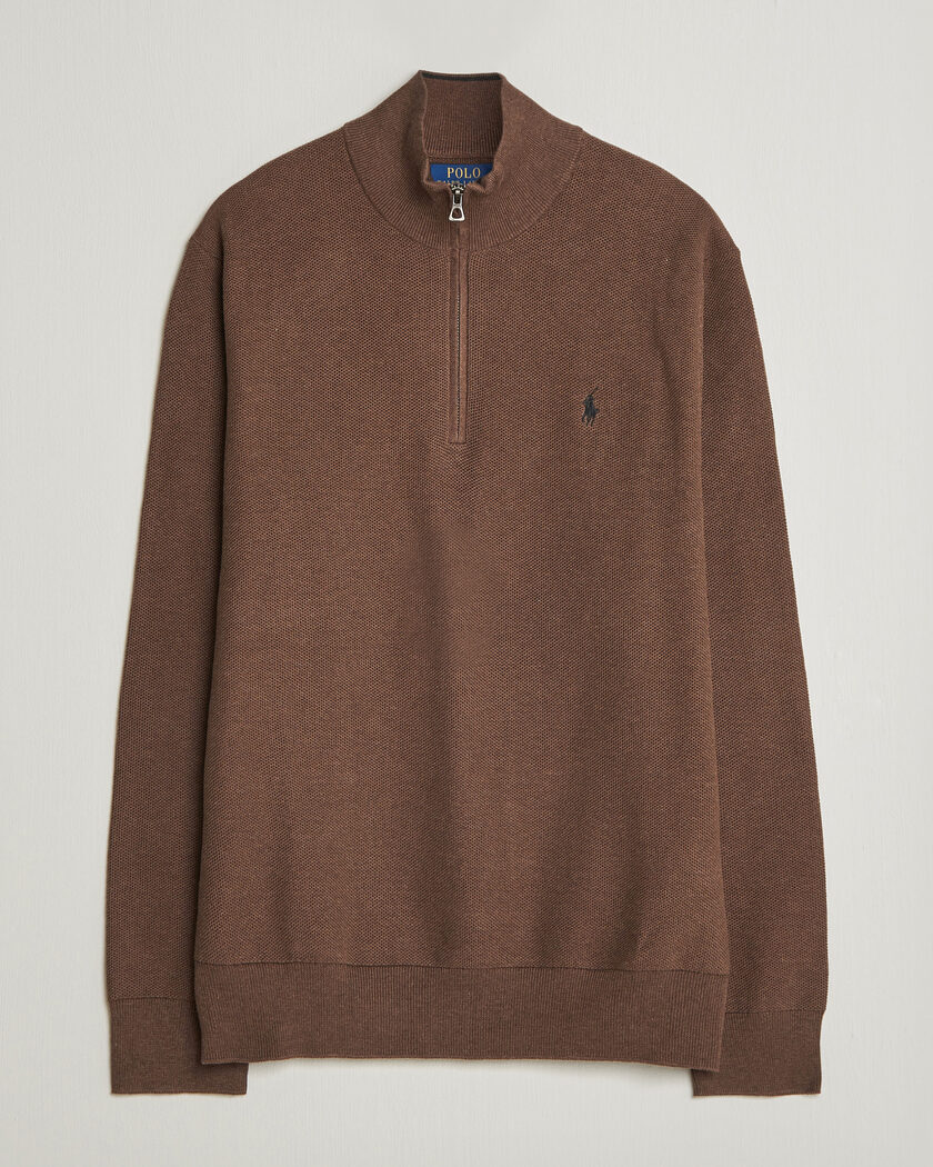 Polo Ralph Lauren Textued Half-Zip Nutmeg Brown Heather – Marrón
