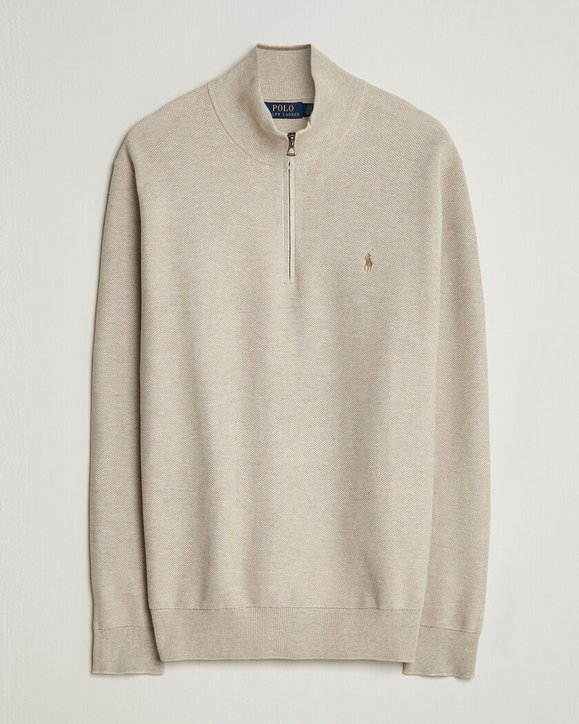 Polo Ralph Lauren Textued Half-Zip Light Walnut Brown Heather – Marrón