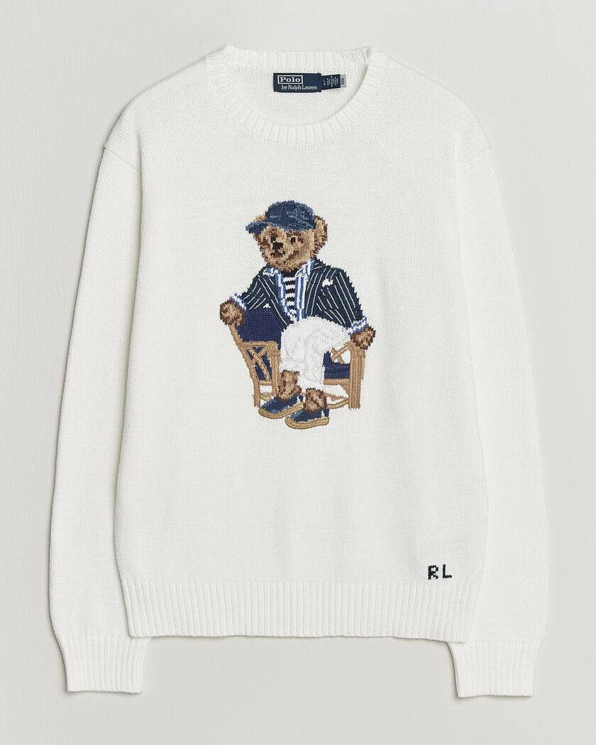 Polo Ralph Lauren Newport Bear Cotton/Linen Sweater Deckwash White – Blanco