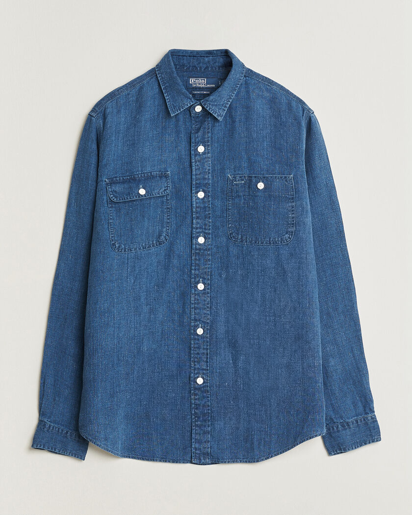 Polo Ralph Lauren Indigo/Linen Western Shirt Medium Wash – Azul