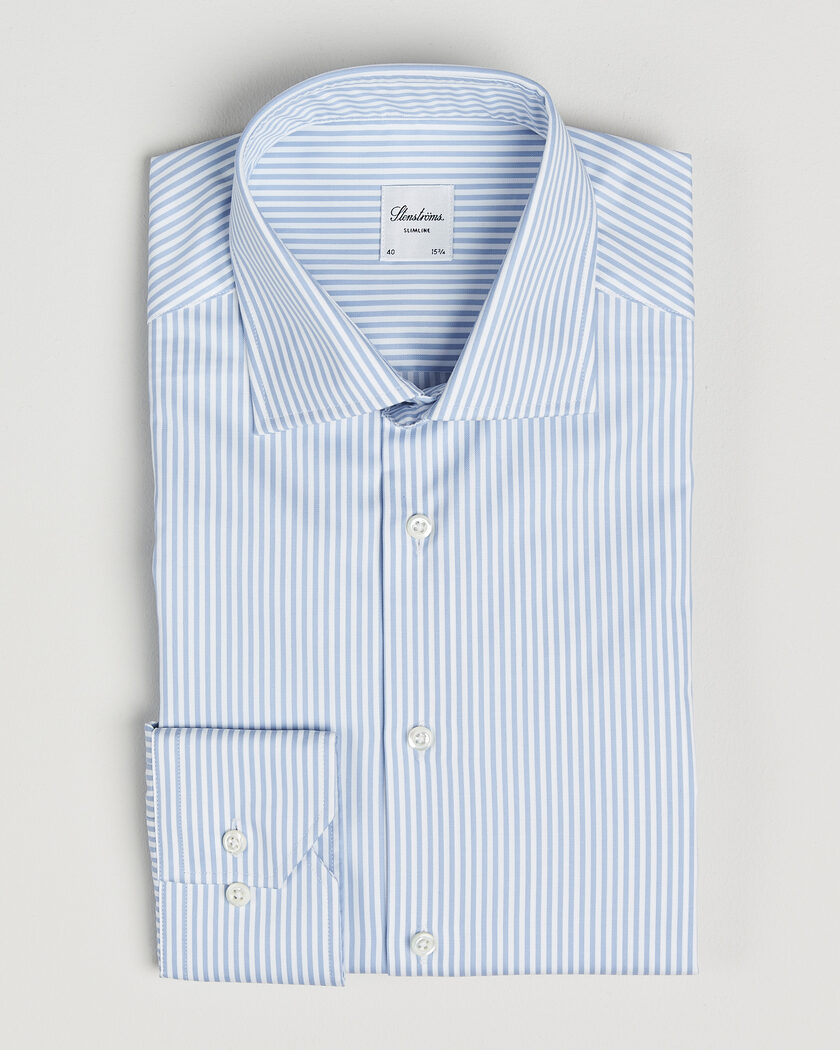 Stenströms Slimline Stripe Cut Away Shirt Light Blue – Azul