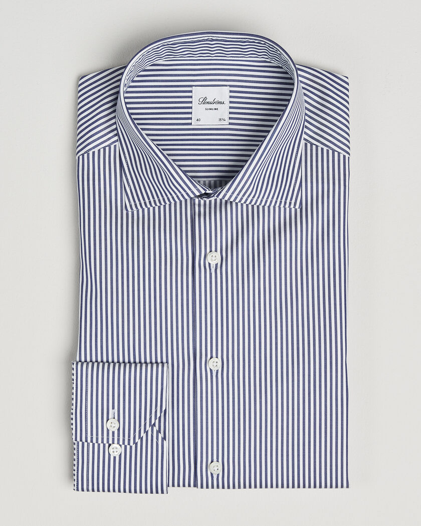 Stenströms Slimline Stripe Cut Away Shirt Navy – Azul