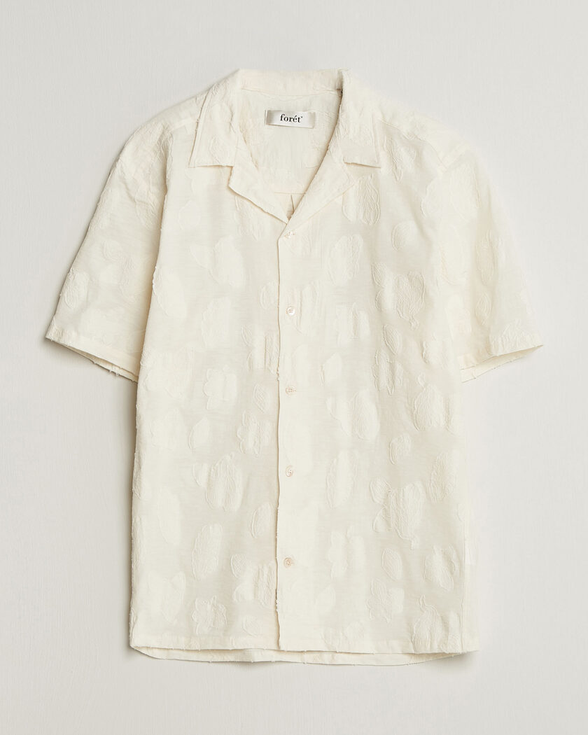 Forét Peer Jaquard Short Sleeve Shirt Cloud – Blanco