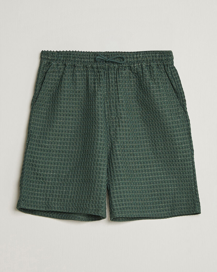 LES DEUX Check Seersucker Casual Shorts Pine Green – Verde