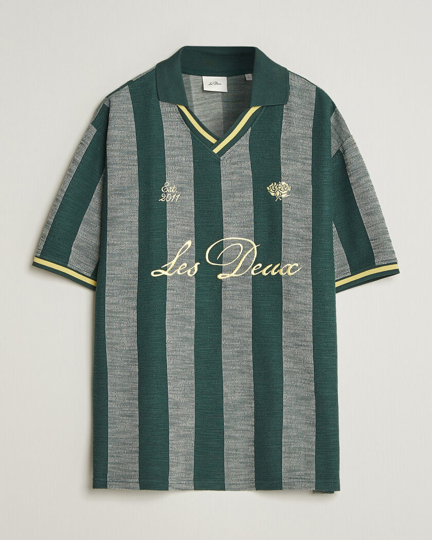 LES DEUX Stripe Jacquard Football Jersey Pine Green – Verde