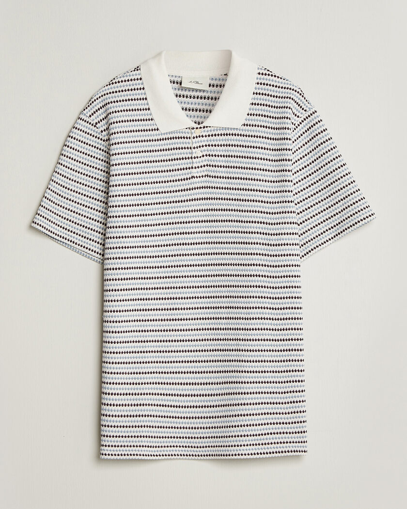 LES DEUX Knitted Stripe Polo Eggnog White – Blanco
