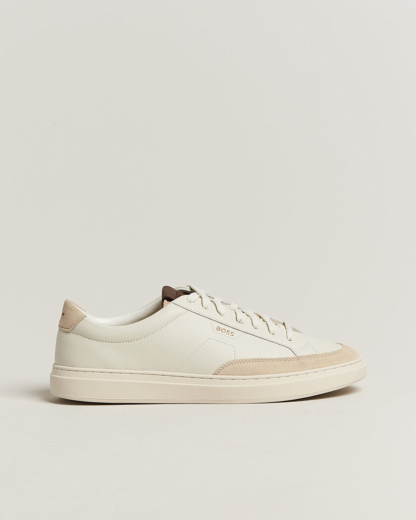 BOSS BLACK Kieran Leather/Suede Sneaker Open White – Blanco