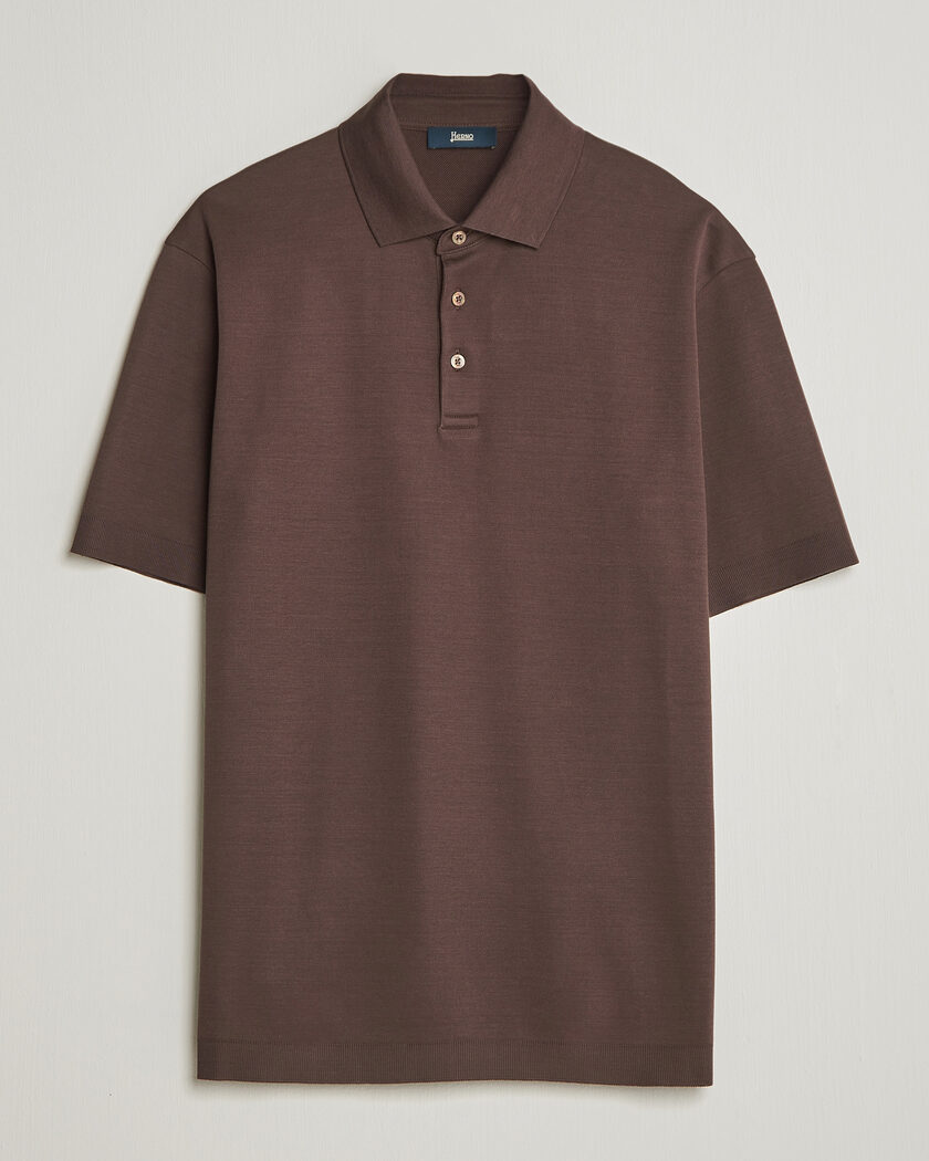 Herno Micro Piquet Polo Brown – Marrón