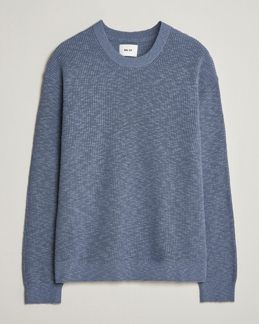 NN07 Russell Cotton Knitted Sweater Stone Blue – Azul