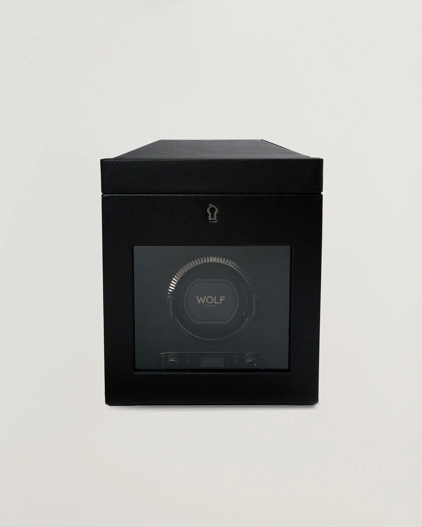 WOLF British Racing Single Watch Winder With Storage Black – Negro