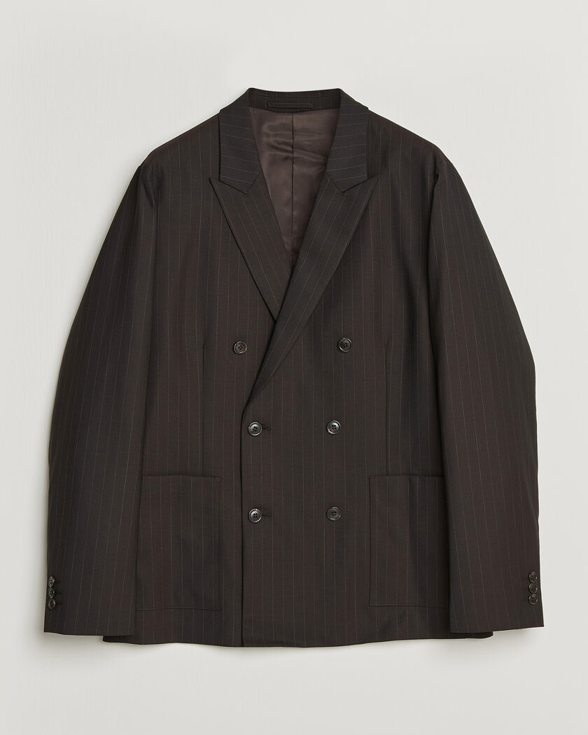 NN07 Jordin Pinstriped Double Breasted Blazer Dark Brown – Marrón