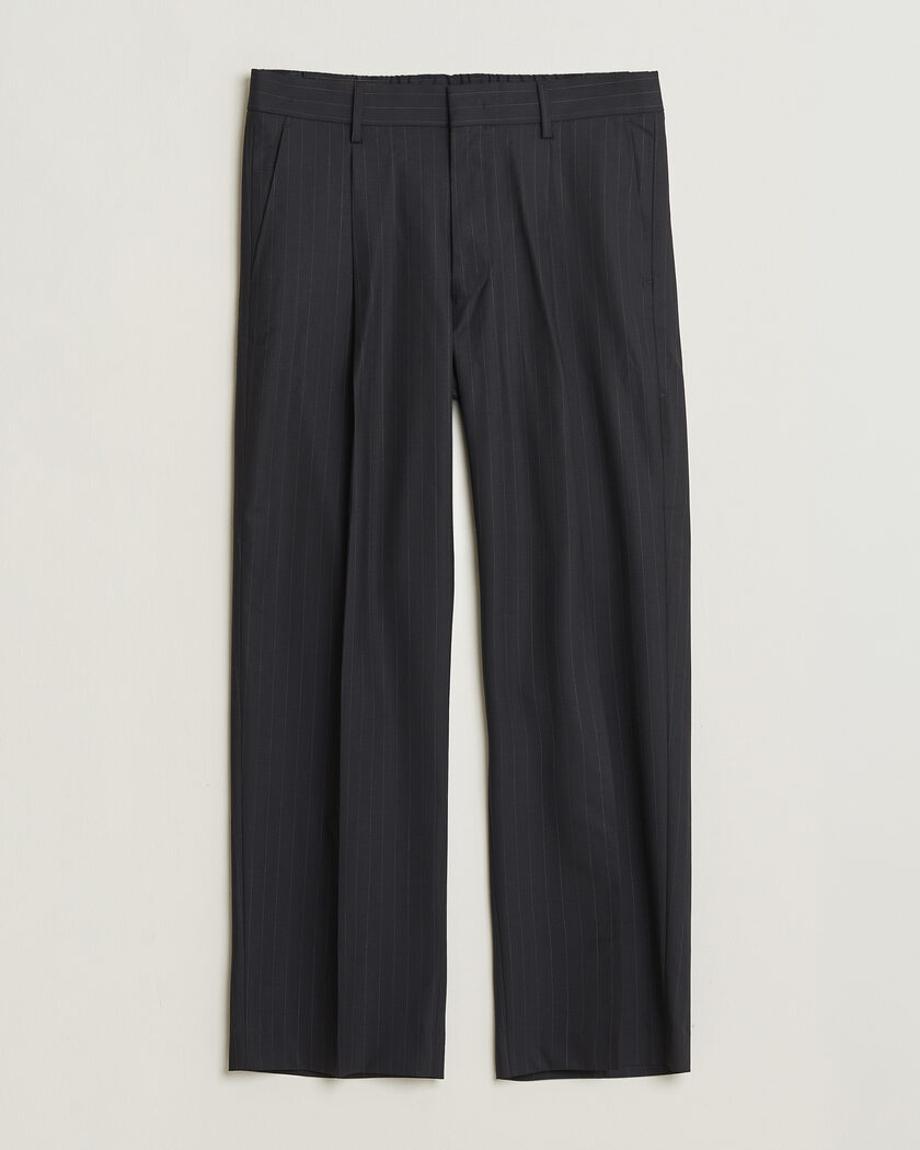 NN07 Kay Pinstriped Pleated Trousers Navy Blue – Azul