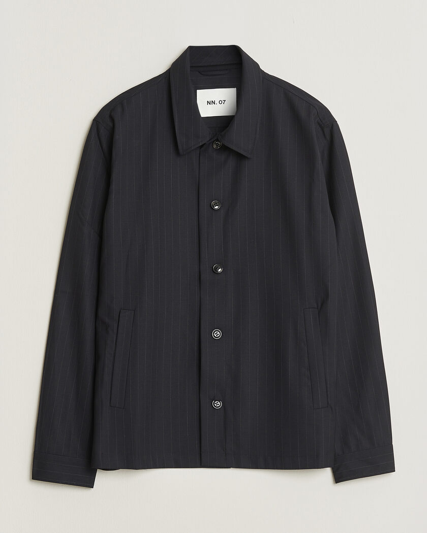 NN07 Zander Pinstriped Overshirt Navy Blue – Azul