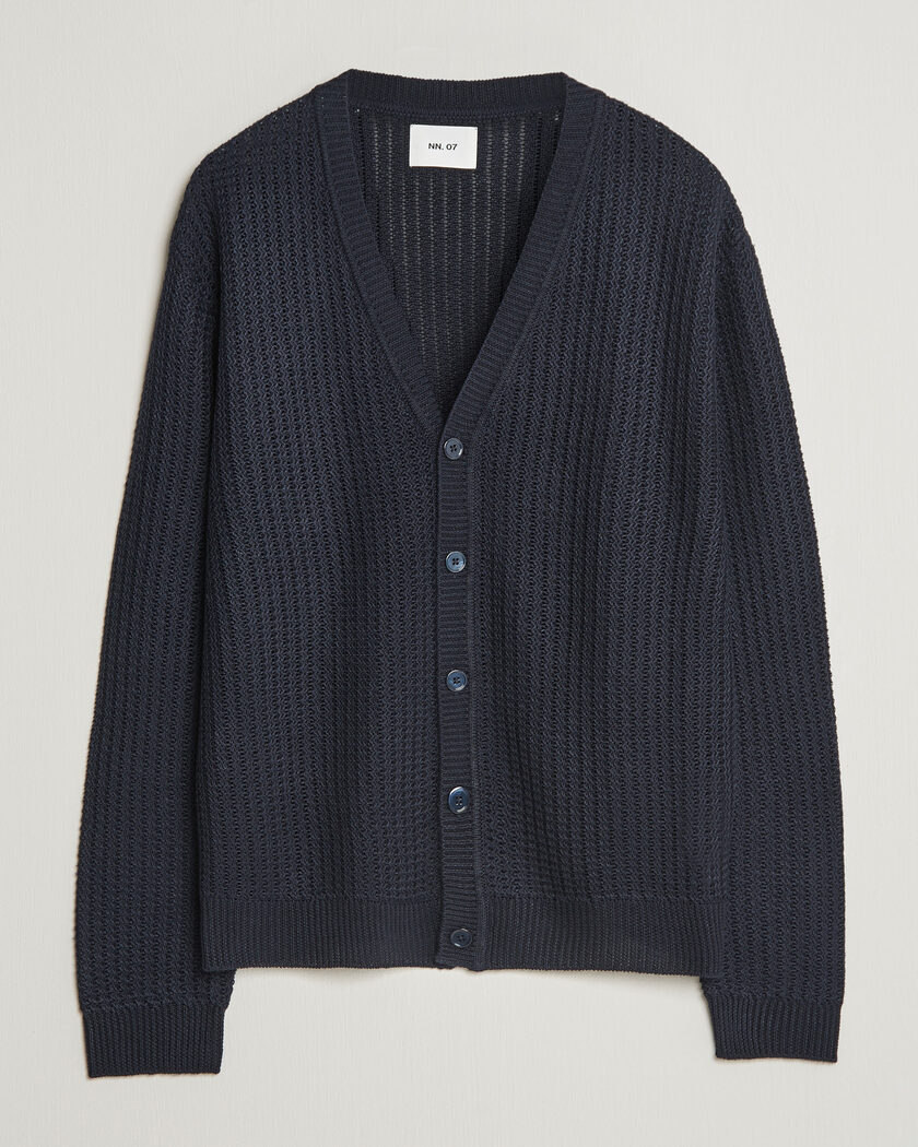 NN07 Tim Linen Knitted Cardigan Navy Blue – Azul