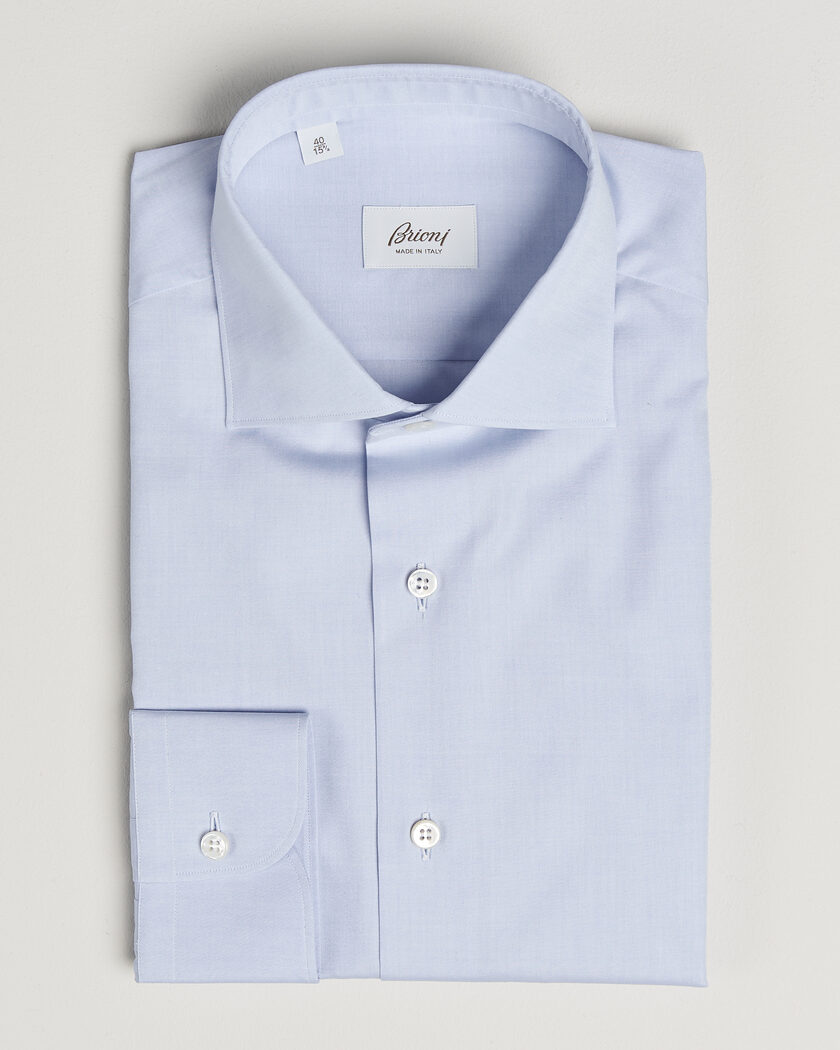 Brioni Poplin Cotton Dress Shirt Light Blue – Azul