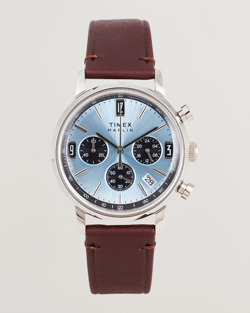 Timex Marlin Quartz Chronograph Leather 40mm Ice Blue Dial – Azul