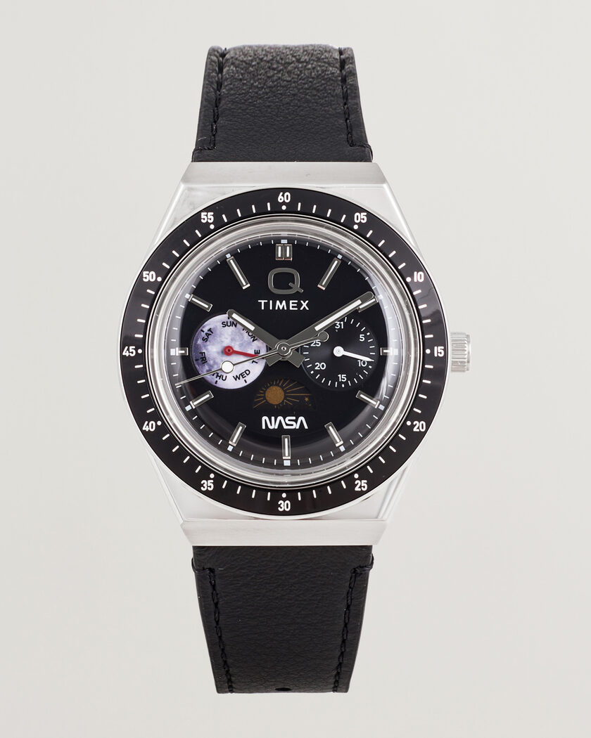Timex Q x NASA Luminous Leather Strap 40mm Black Dial – Negro