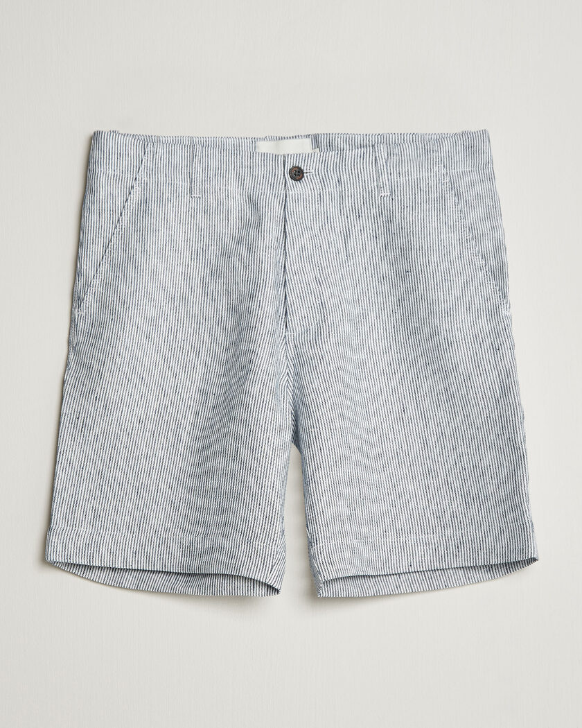 Peregrine Windsor Linen Shorts Navy Stripe – Azul
