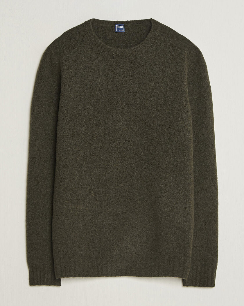 Fedeli Cashmere Blend Boucle Sweater Forest Green – Verde