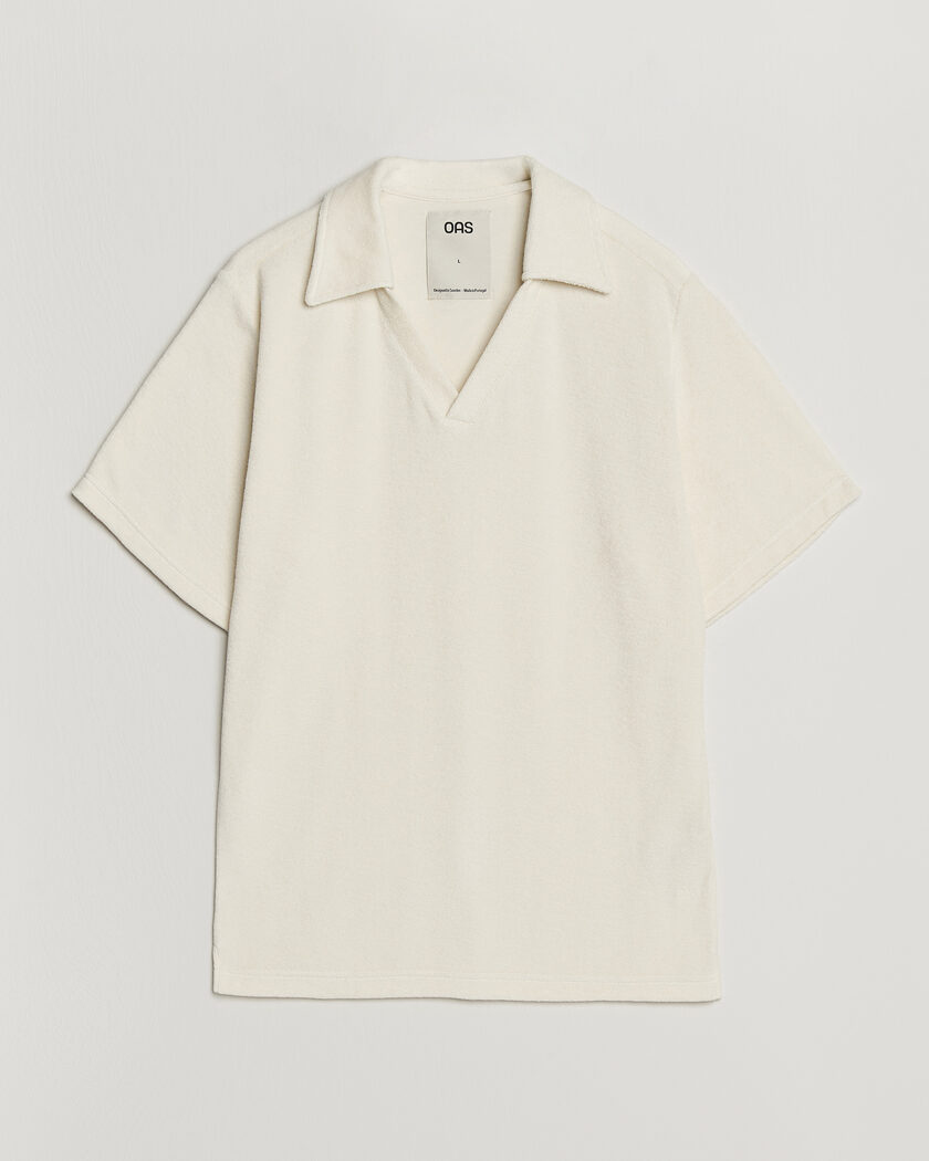 OAS Serif Regular Fit Terry Open Collar Polo Ecru – Blanco