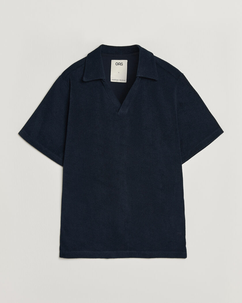 OAS Serif Regular Fit Terry Open Collar Polo Dark Blue – Azul