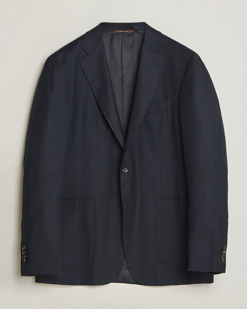 Canali Kei Impeccabile Flannel Blazer Navy – Azul