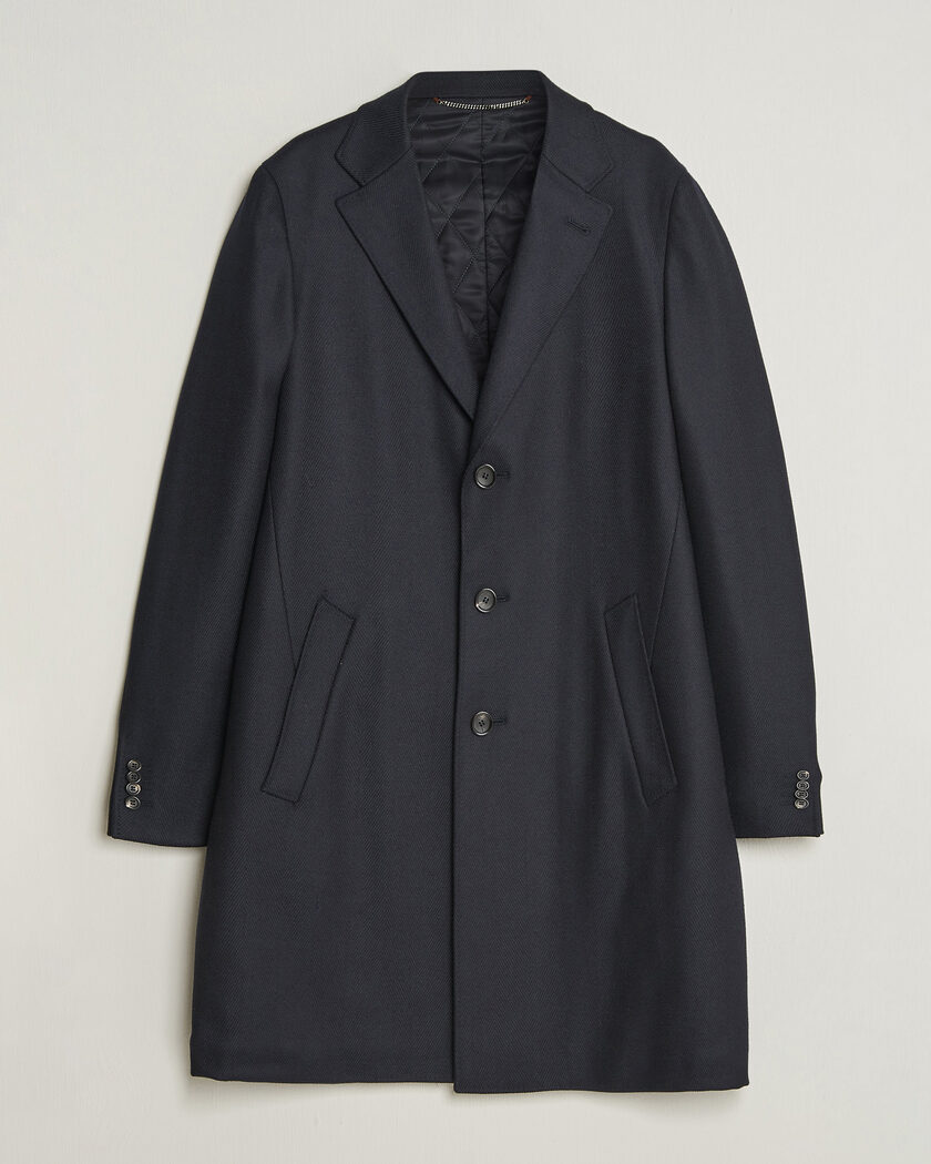 Canali Kei Wool Travel Coat Navy – Azul