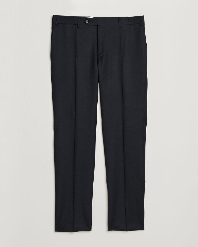 Canali Slim Fit Flannel Trousers Navy – Azul