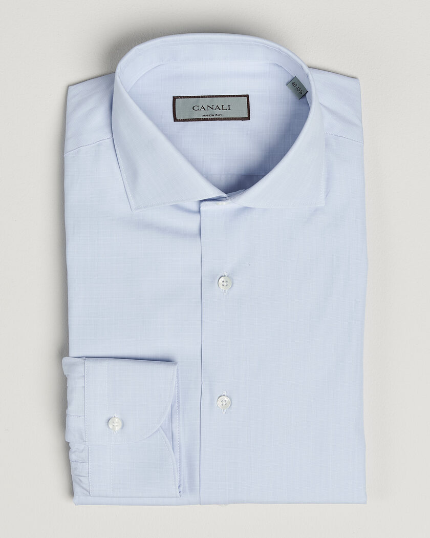 Canali Slim Fit Dress Shirt Light Blue Check – Azul