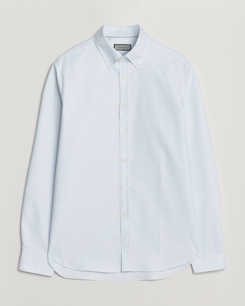 Canali Oxford Button Down Shirt Light Blue Stripe – Azul