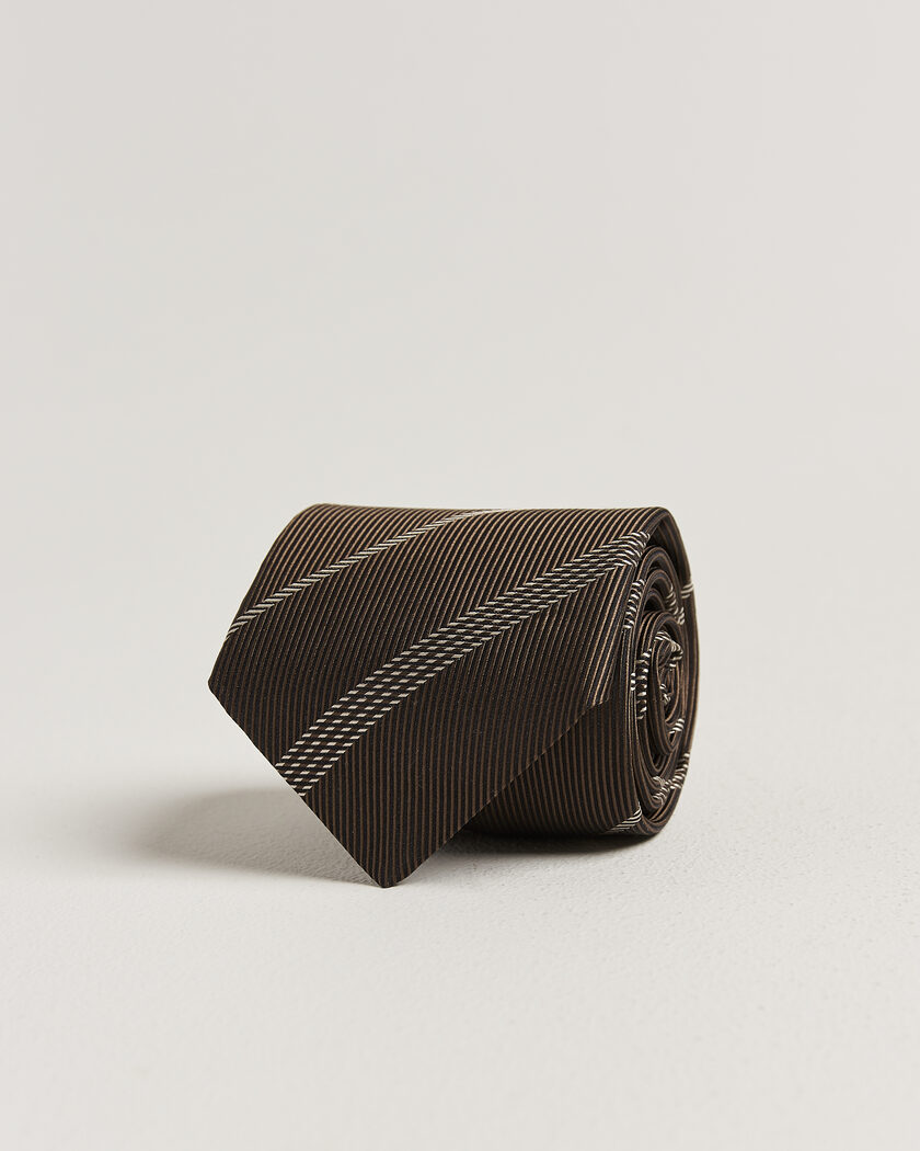 Canali Regimental Stripe Silk Tie Brown – Marrón