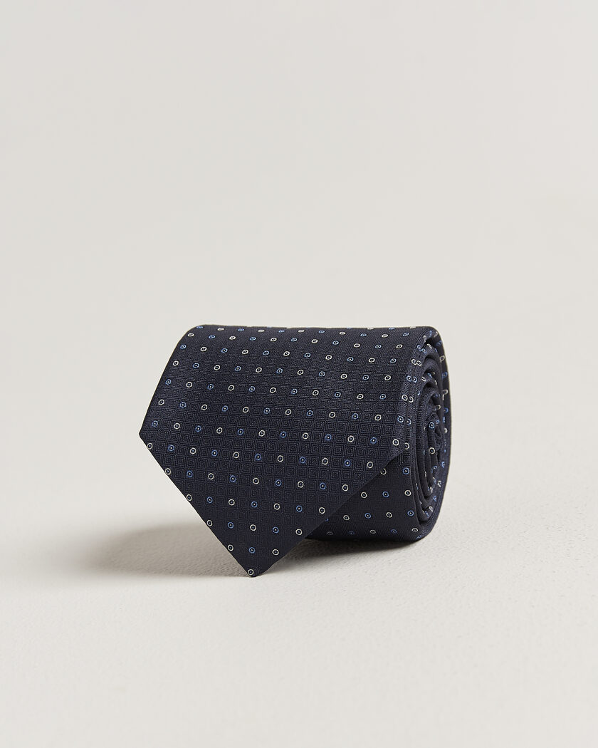 Canali Jacquard Silk Tie Navy – Azul