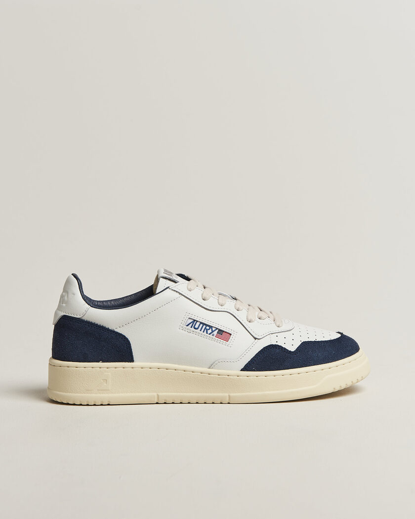Autry Medalist Low Soft Leather/Suede Sneaker White/Denim – Blanco