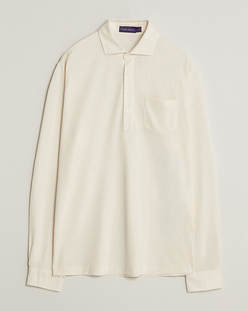 Ralph Lauren Purple Label Long Sleeve Washed Polo Classic Cream – Blanco