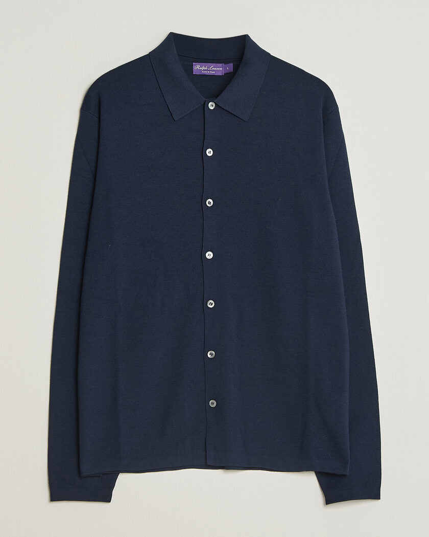 Ralph Lauren Purple Label Milano Stich Cardigan Racing Navy – Azul