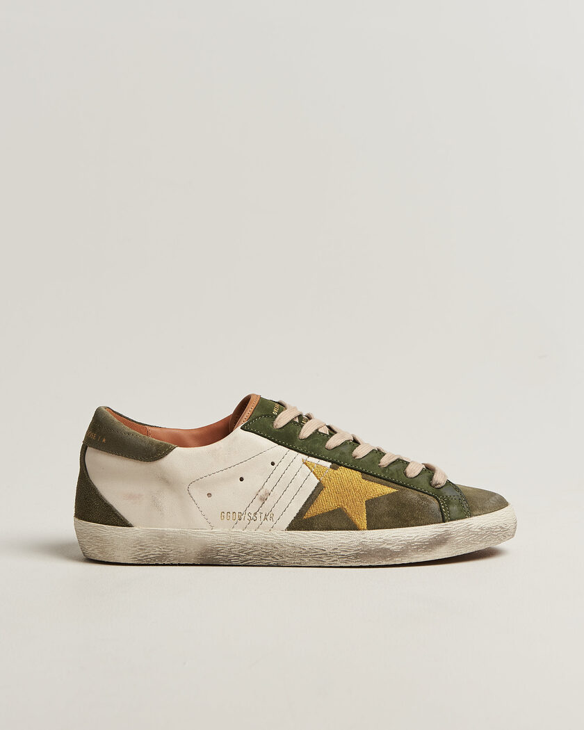 Golden Goose Super-Star Sneakers Cream/Olive – Blanco