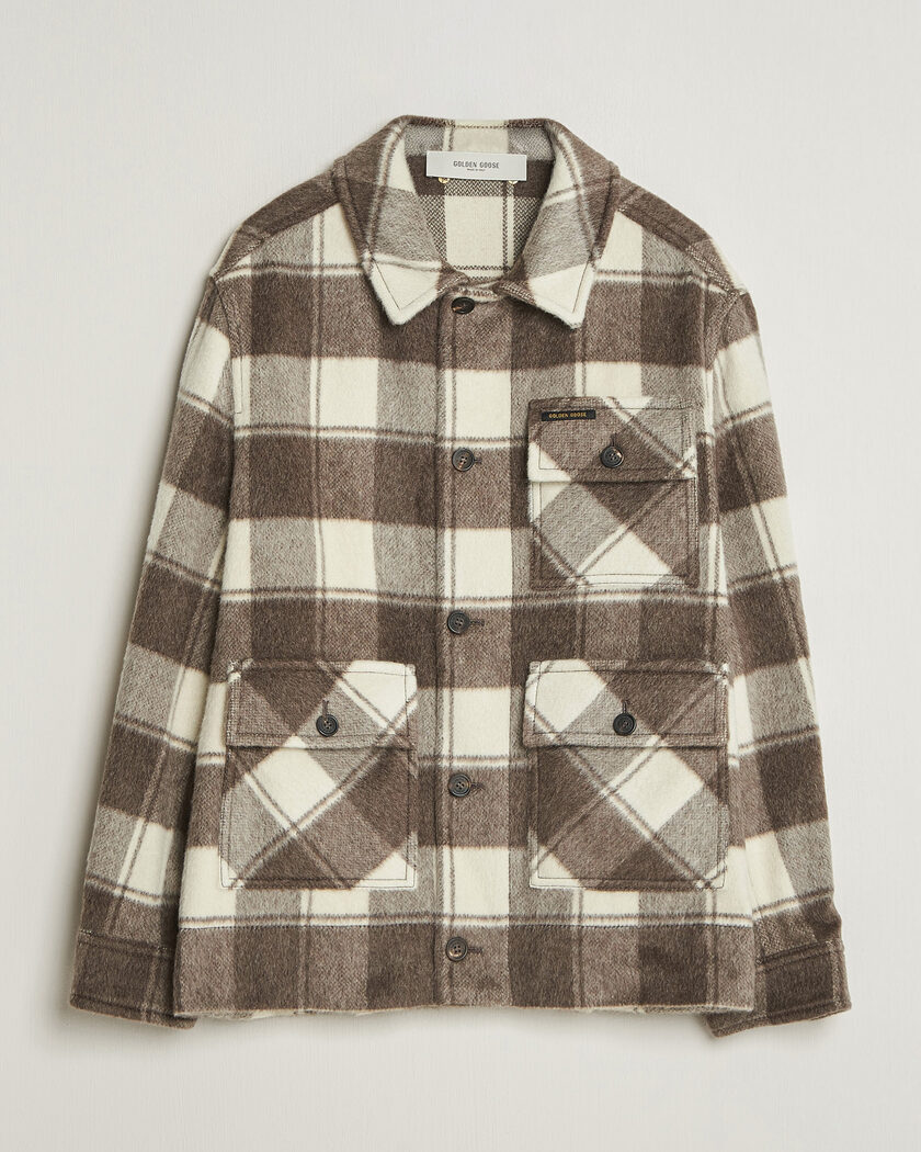 Golden Goose Wool/Mohair Work Jacket Brown/White – Marrón
