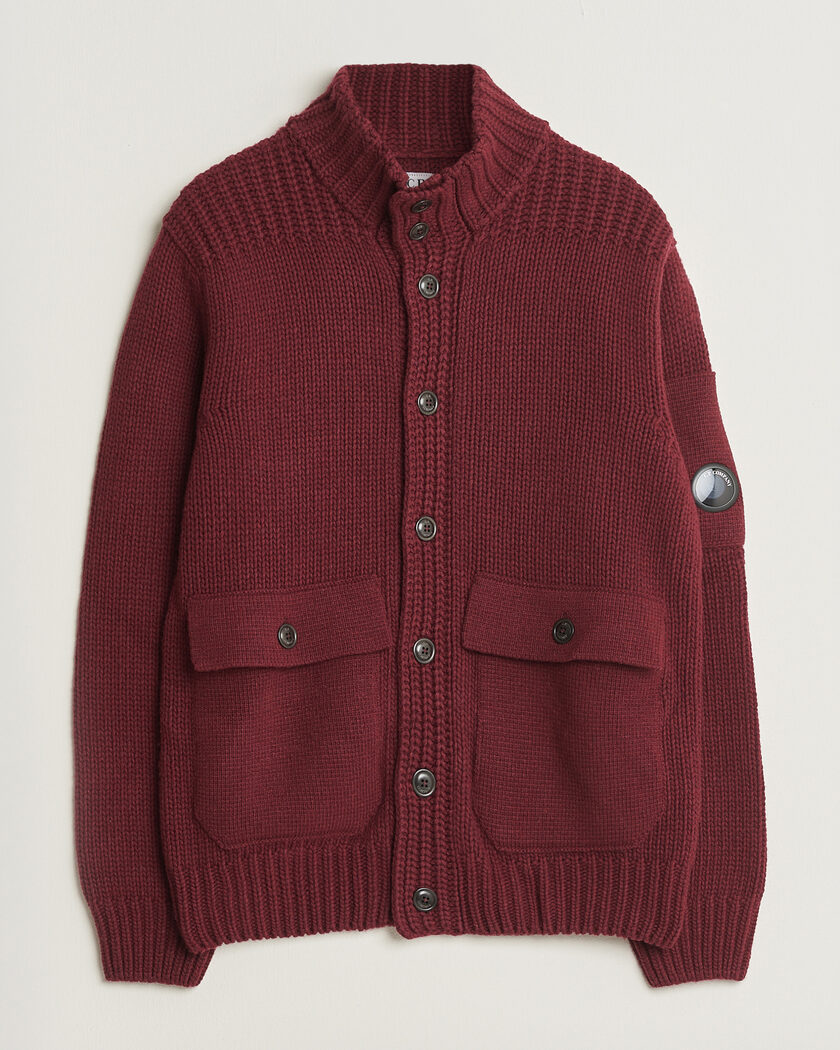 C.P. Company Heavy Lambswool Cardigan Burgundy – Rojo