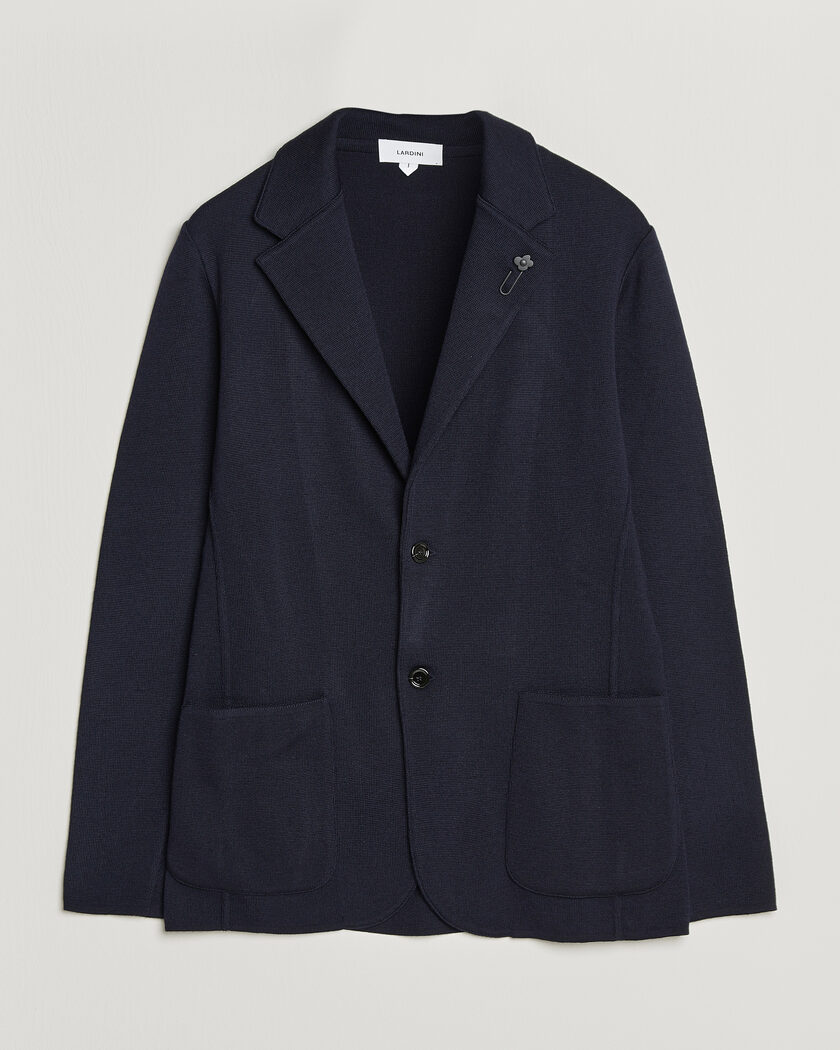 Lardini Knitted Wool Blazer Navy – Azul