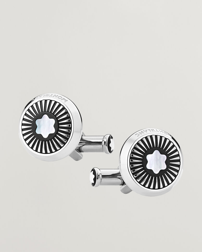 Montblanc Ray Pattern Mother-of-Pearl Snowcap Cufflinks – Plata
