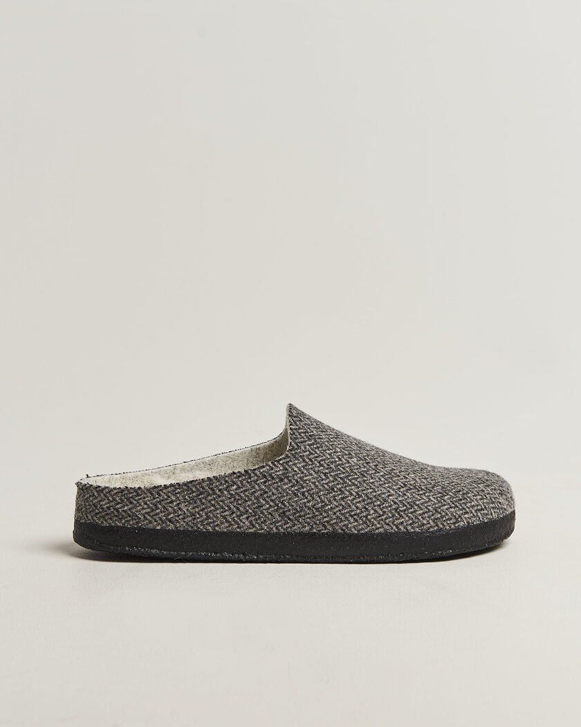 BIRKENSTOCK Amsterdam Wrapped Dip Shearling Dark Grey Herringbone – Gris