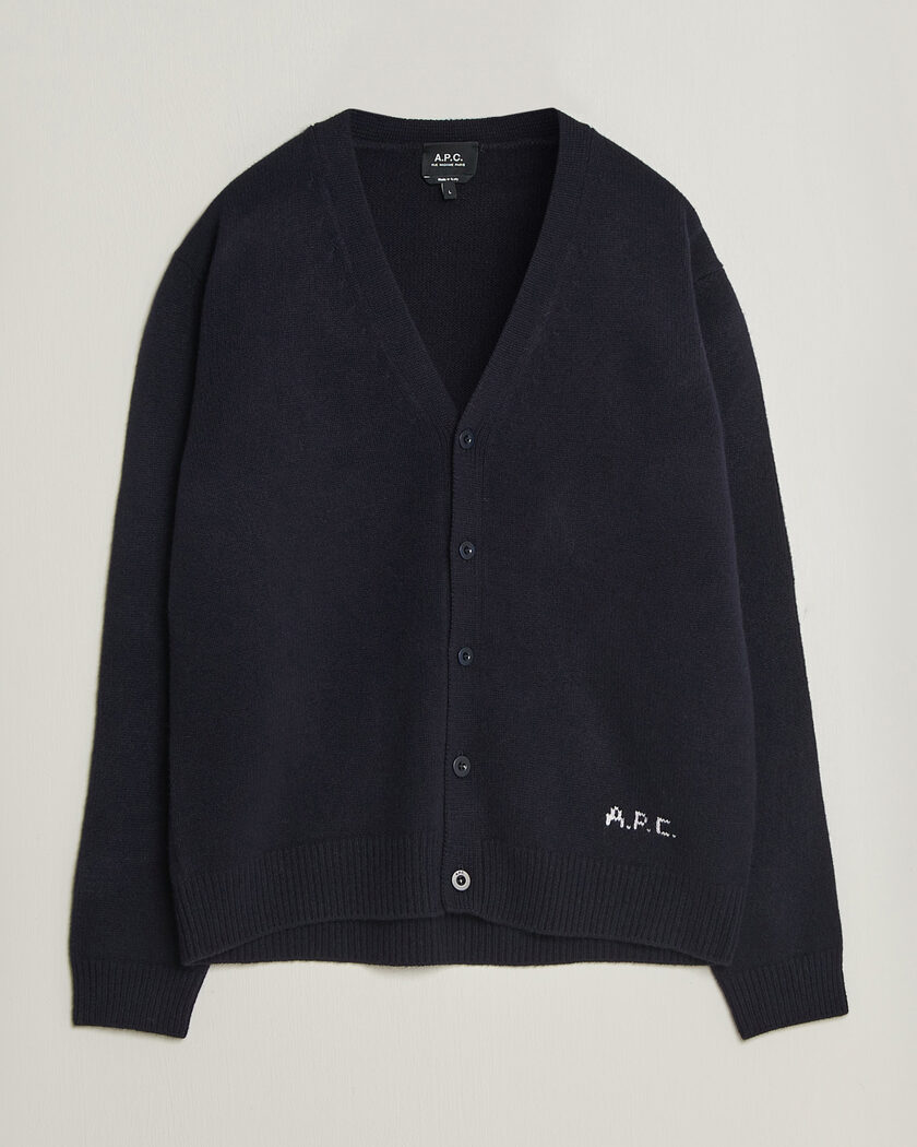 A.P.C. Kevin Wool Knitted Cardigan Dark Navy – Azul