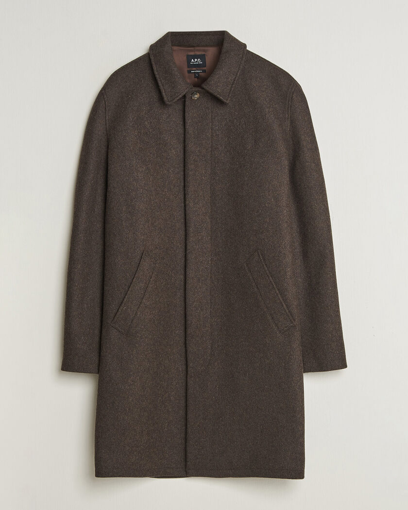 A.P.C. Auster Wool Coat Maroon Melange – Marrón
