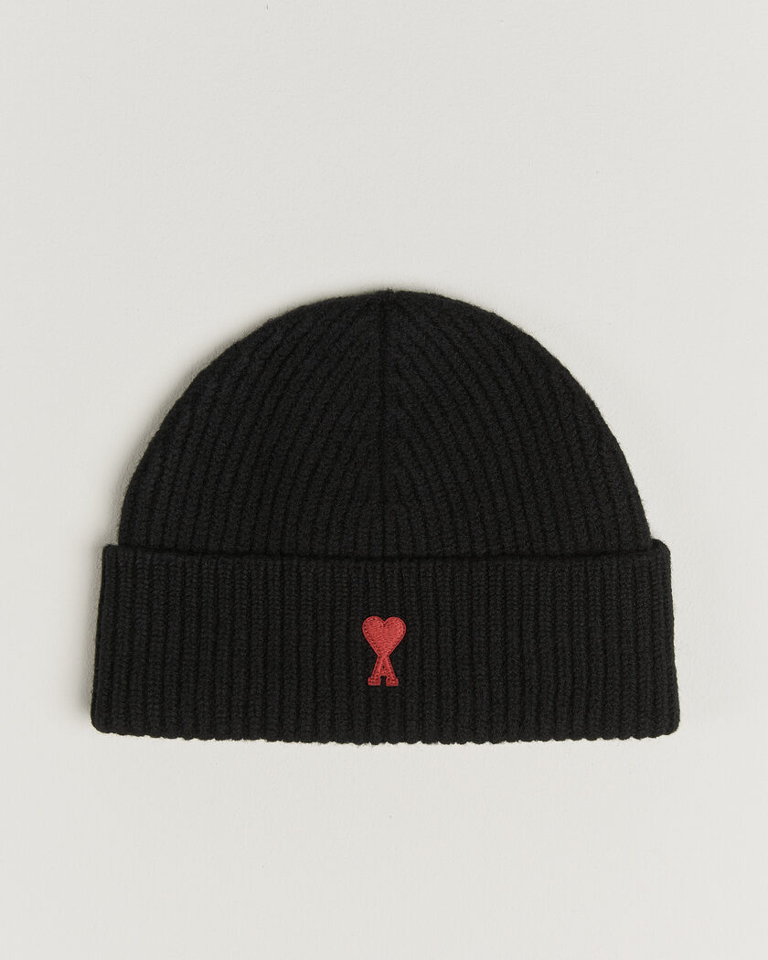 AMI Heart Logo Beanie Black – Negro