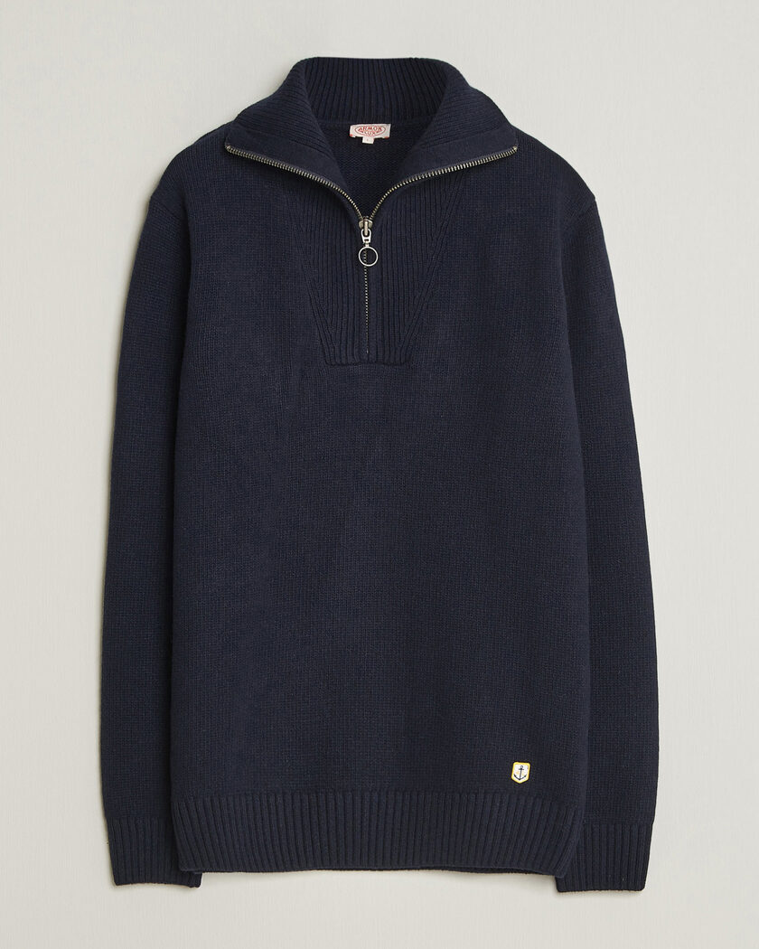Armor-lux Wool Knitted Half Zip Navy – Azul