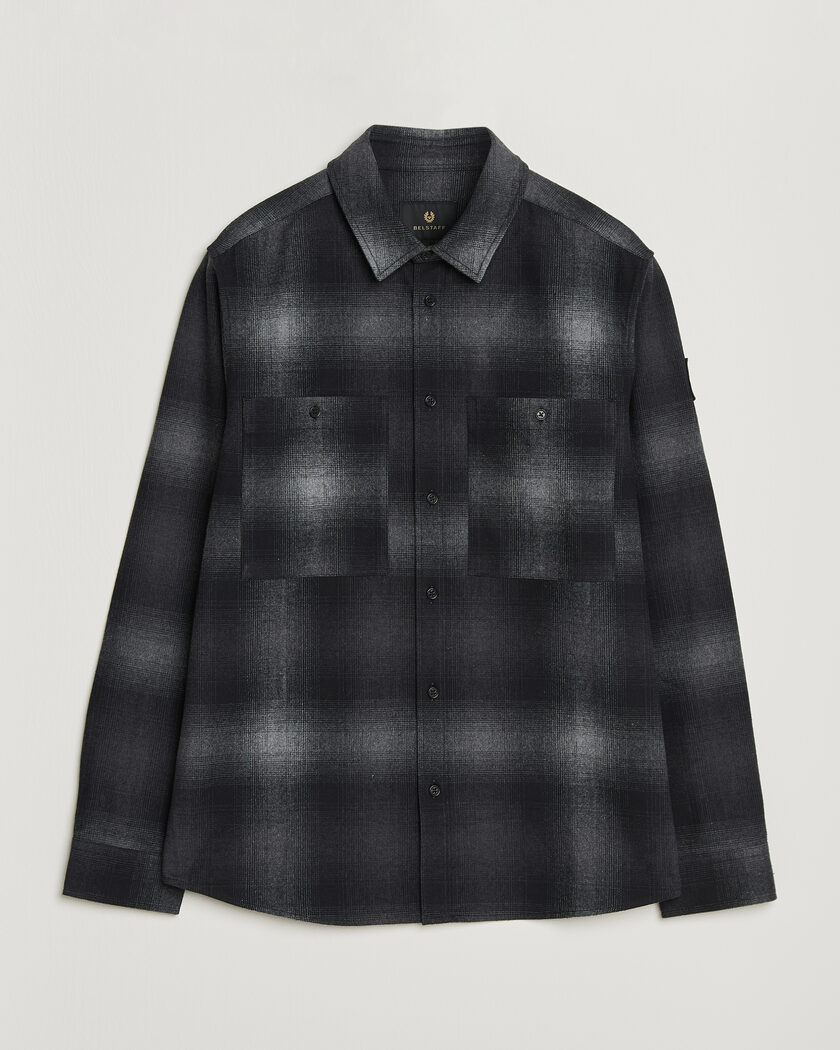  Belstaff Outpost Cotton Flannel Checked Overshirt Black – Negro